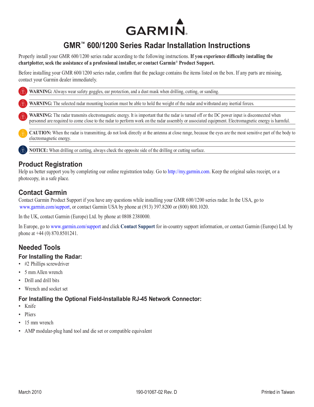 Garmin GMR 1204, GMR 1206, GMR 604, GMR 190-01067-02, GMR 606 User Manual