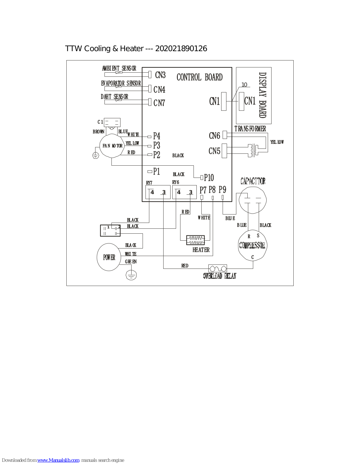 Frigidaire FAH08ES1T - 8, 000 BTU Through-the-Wall Room Air Conditioner, FAH12ES2T, 000 Wiring Diagram