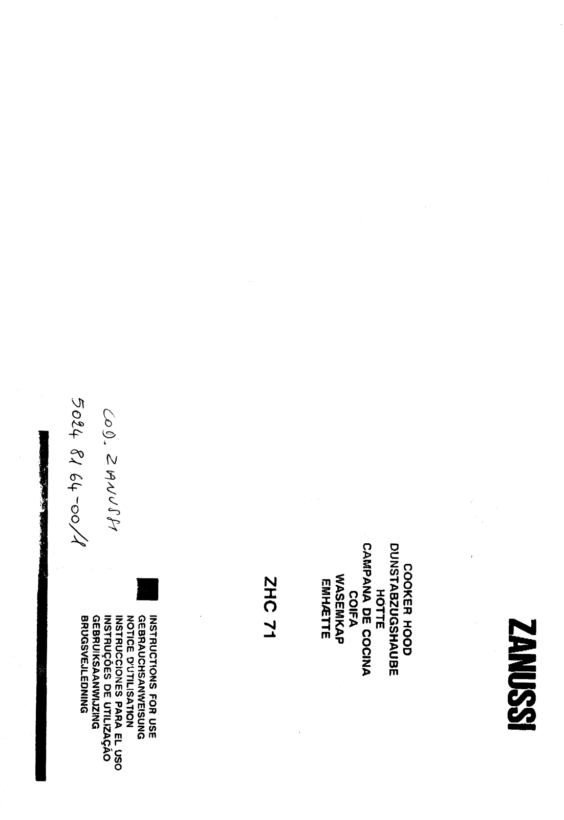 Zanussi ZHC71 Operating Manual