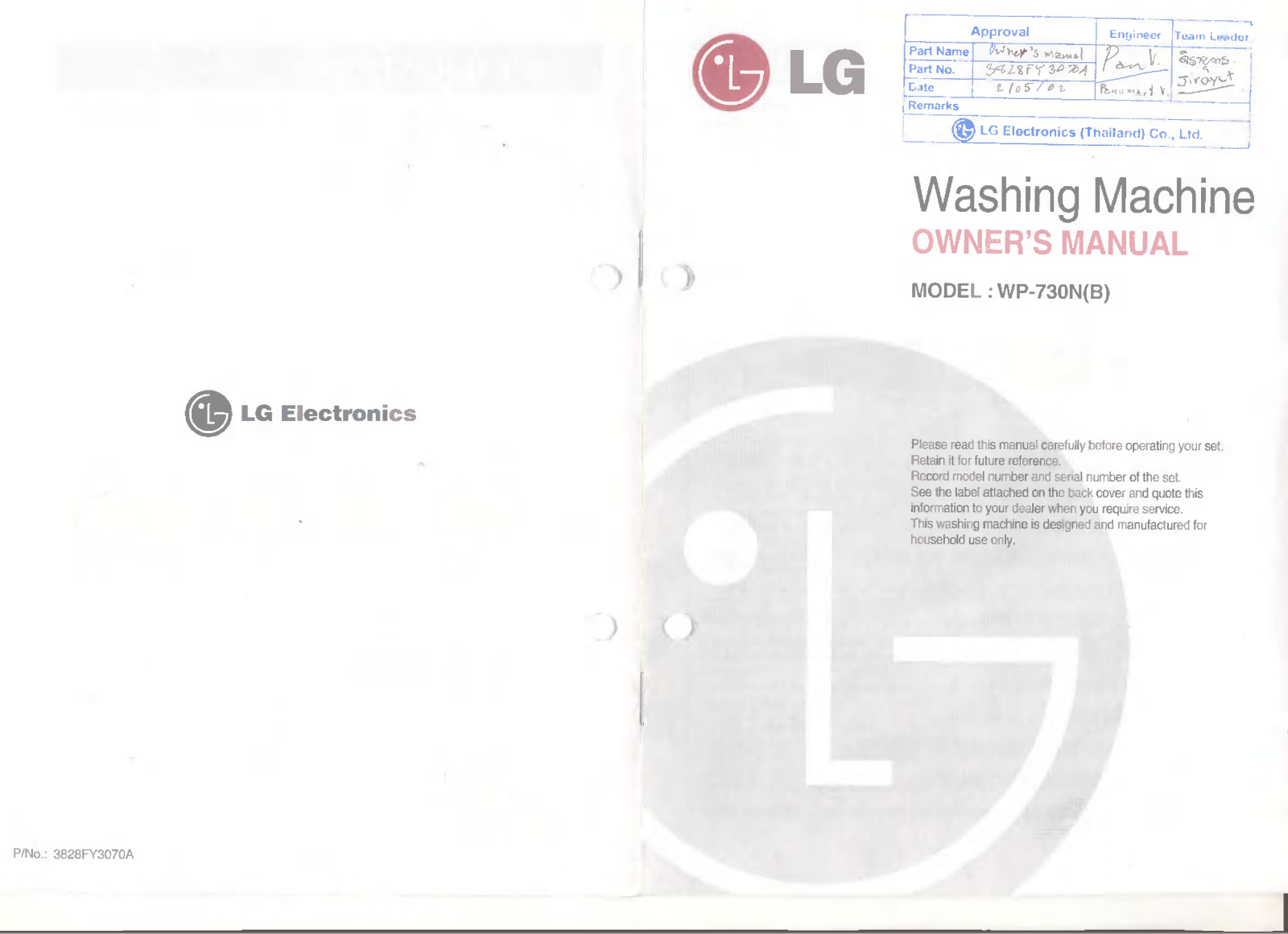 LG WP-730N Owner’s Manual