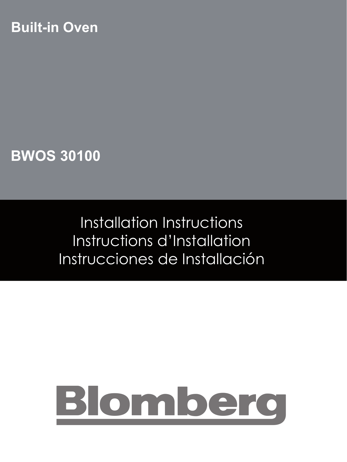 Blomberg BWOS30100 Installation Guide