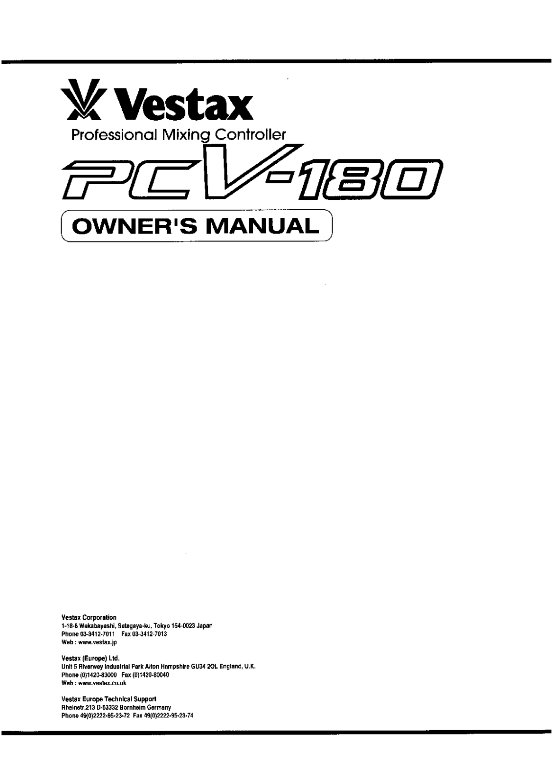 Vestax PCV-180 User Manual