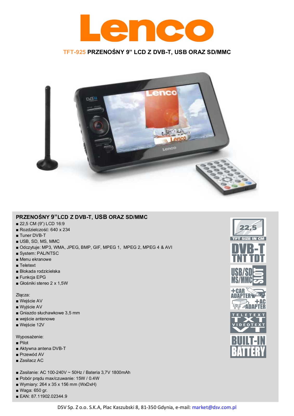 Lenco TFT-925 BROCHURE