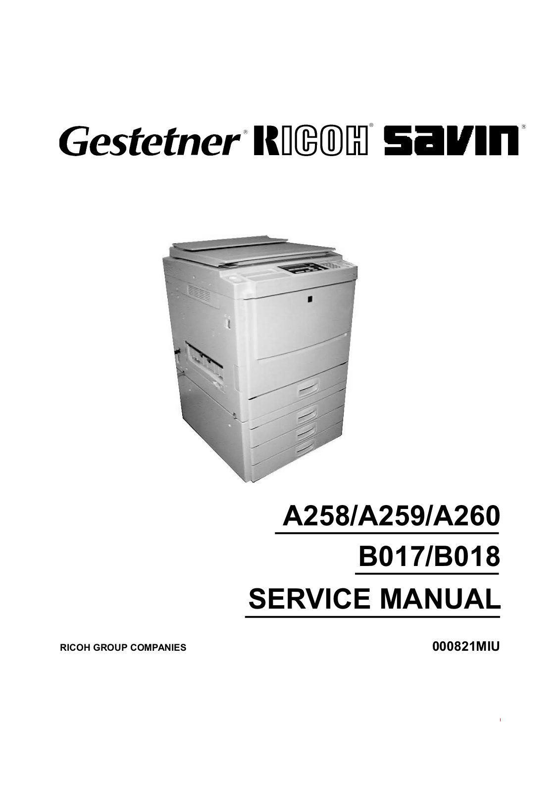 Ricoh A 3506, A 4506, A 4106, A 4006, A 3006 Service Manual