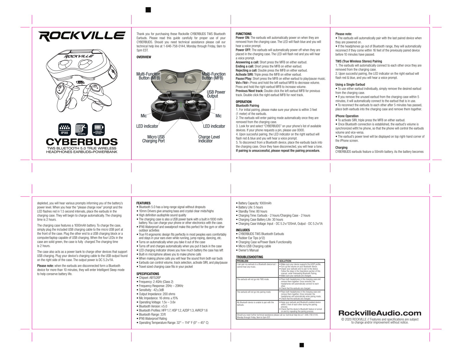 RockVille CYBERBUDS User Manual