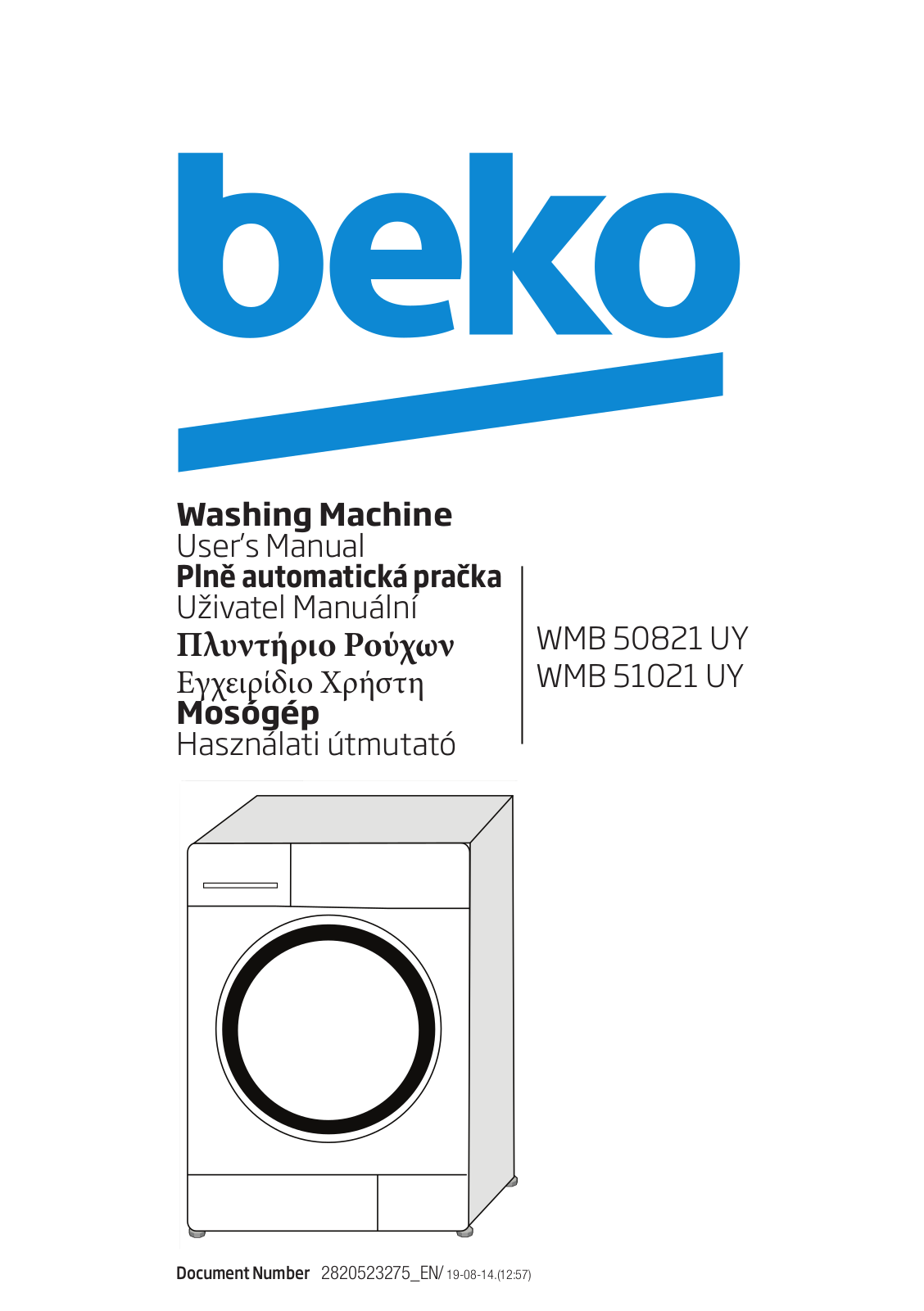 Beko WMB 50821 UY, WMB 51021 UY User manual