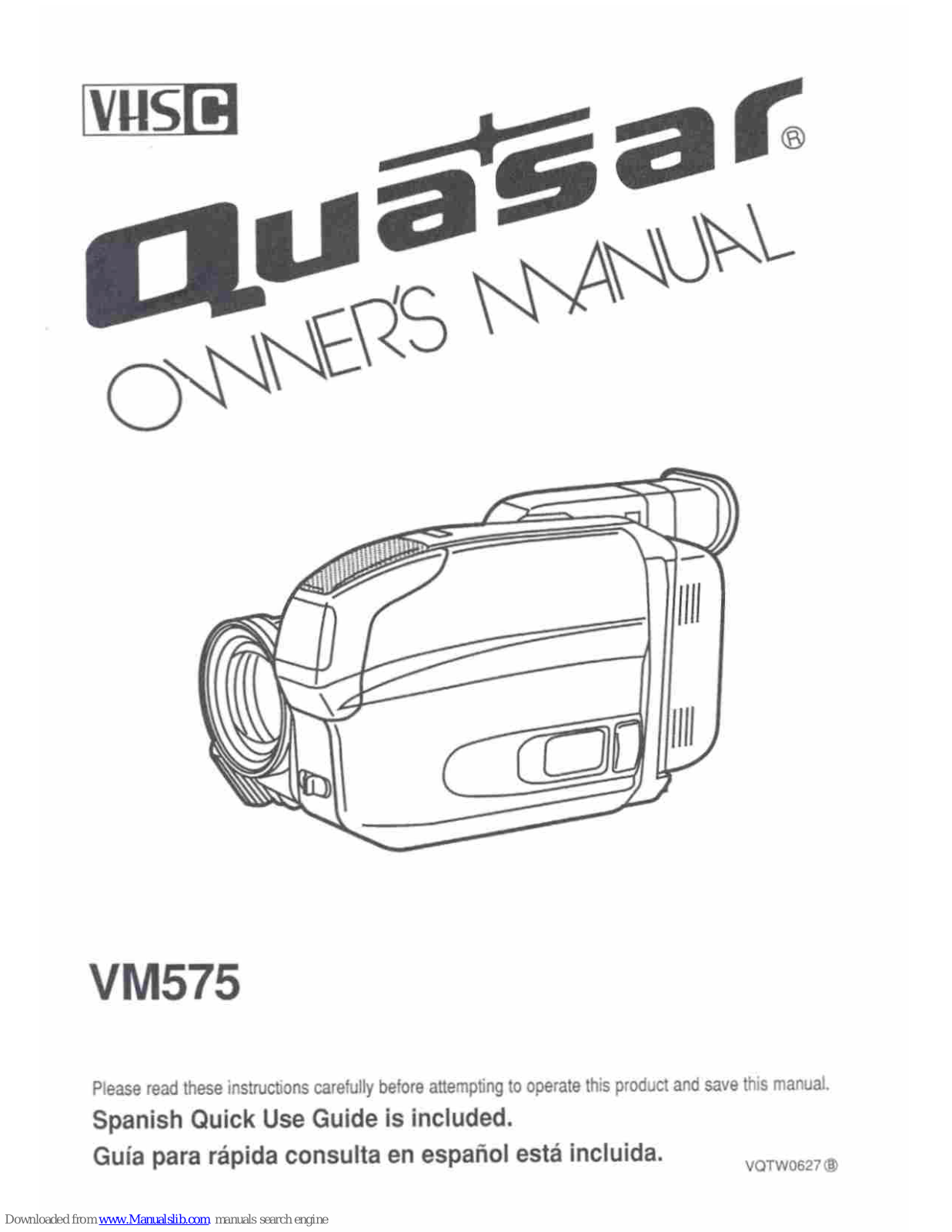 Quasar Palmcorder VM-575, VM575 - VHS-C CAMCORDER User Manual