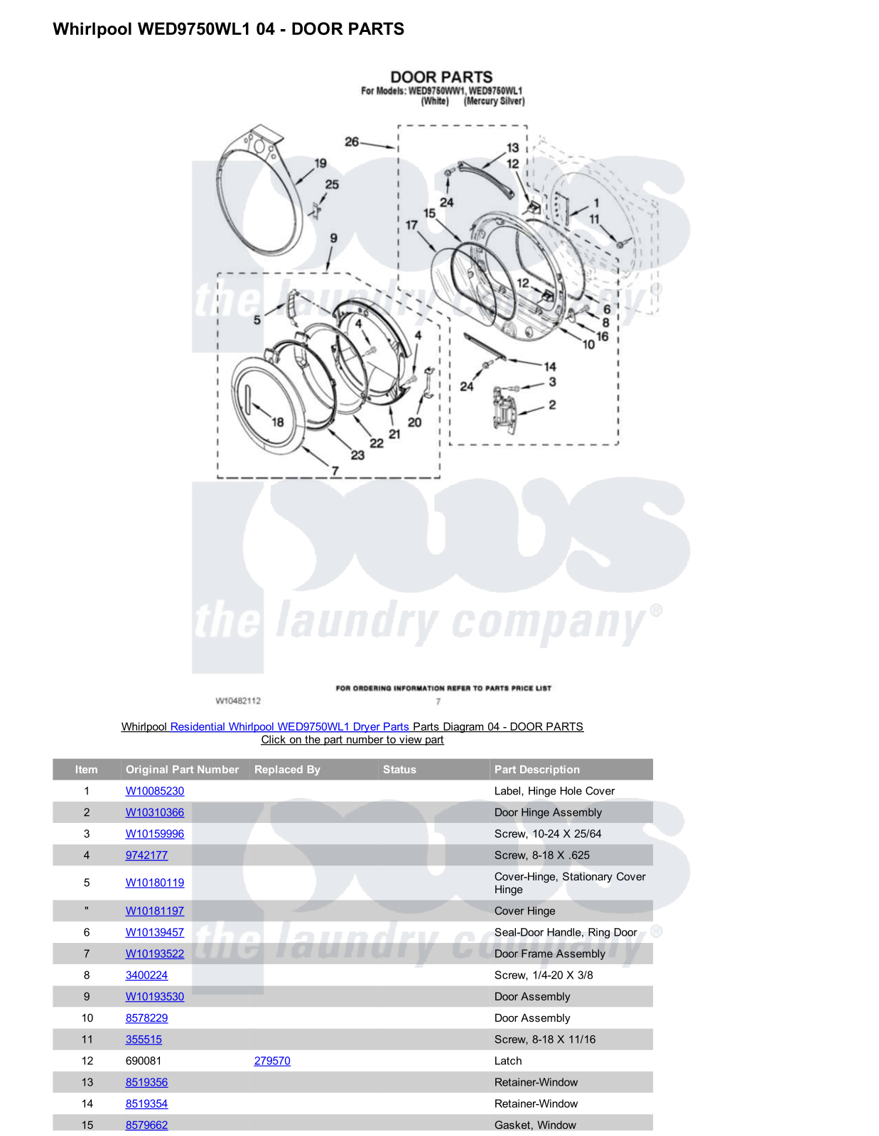 Whirlpool WED9750WL1 Parts Diagram