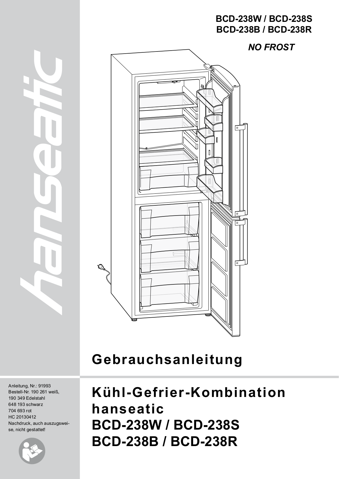 Hanseatic BCD-238W, BCD-238R, BCD-238S, BCD-238B User Manual