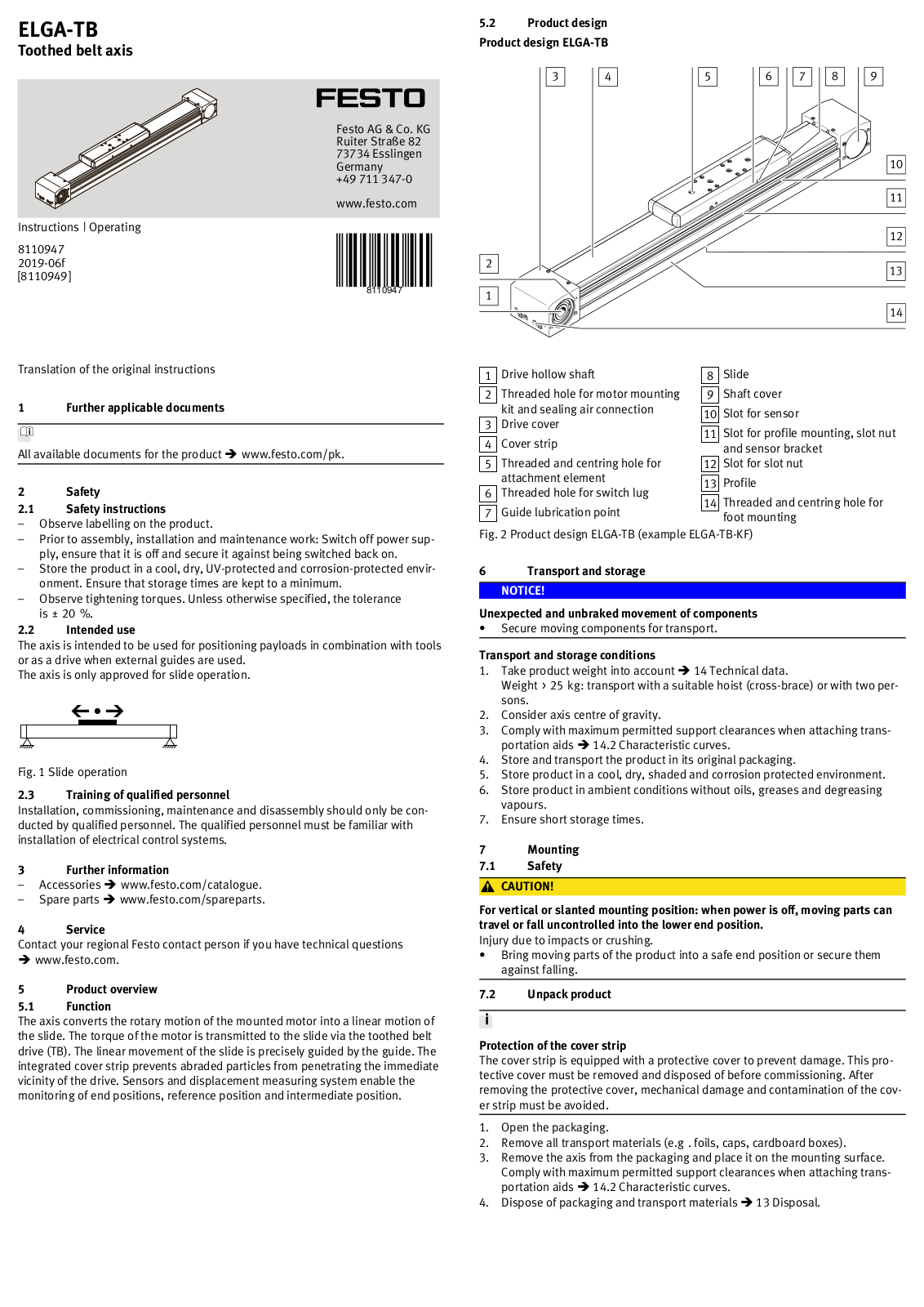 Festo ELGA-TB Instructions & Operating - ManualMachine.com