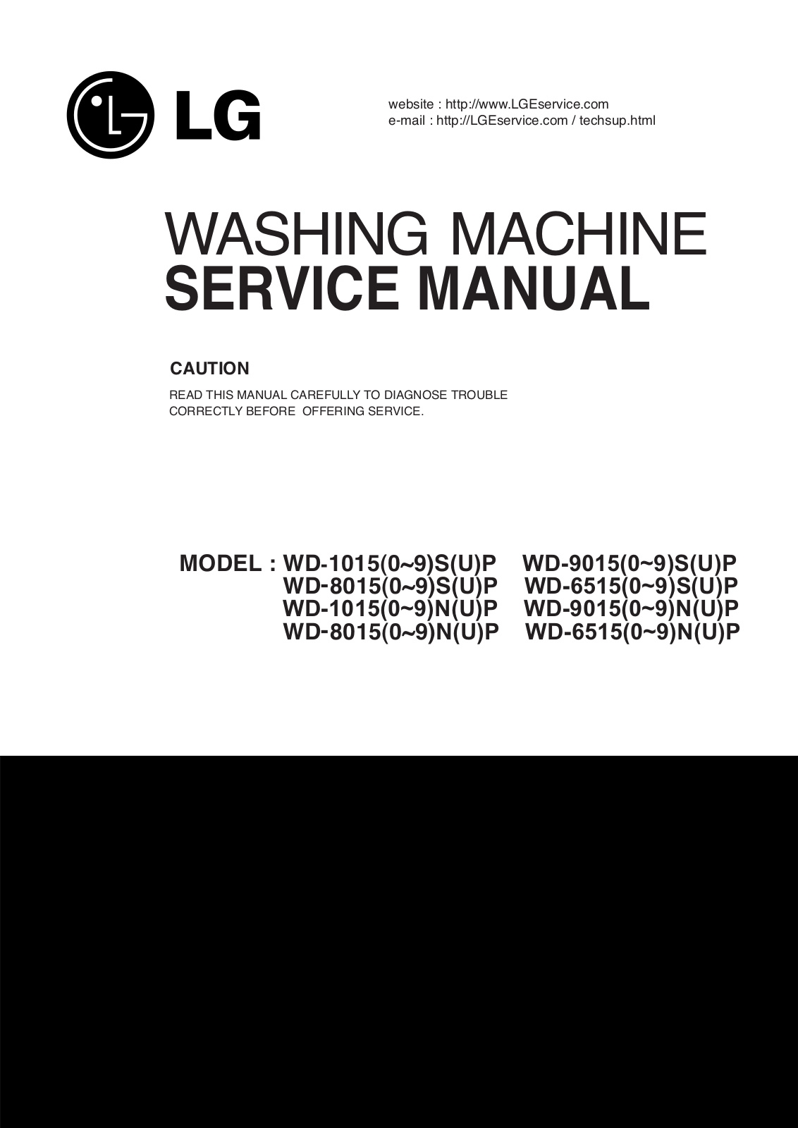 LG WD-1015, WD-6515, WD-8015, WD-9015 Service manual