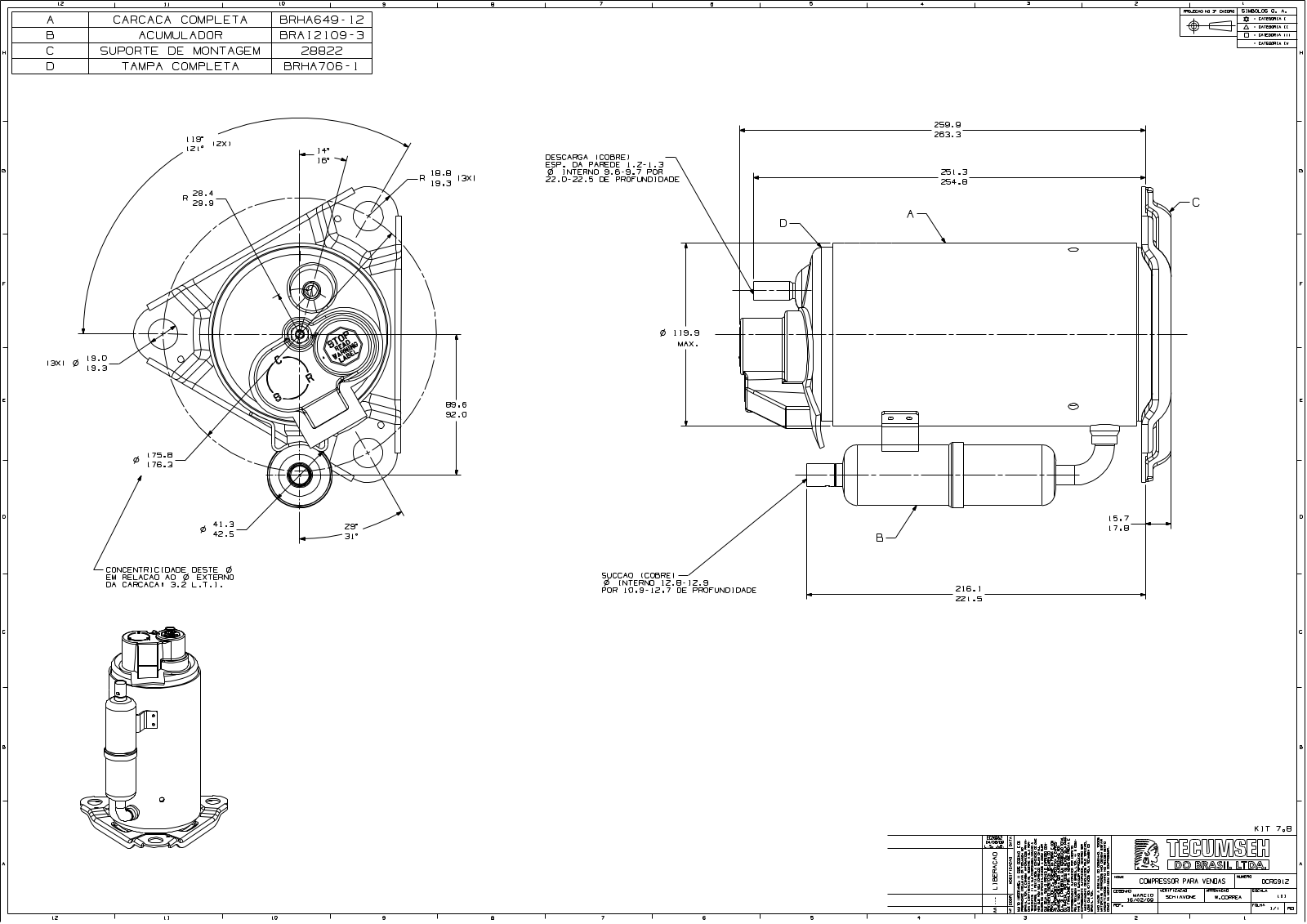 Tecumseh RGA5494BAA, RGA5510BAA Drawing Data