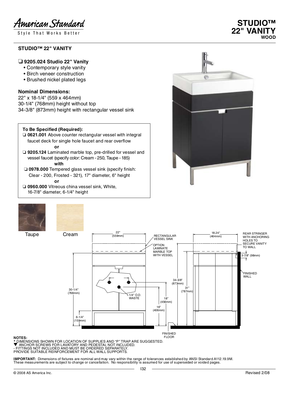 American Standard 0621.001, 9205.124 User Manual