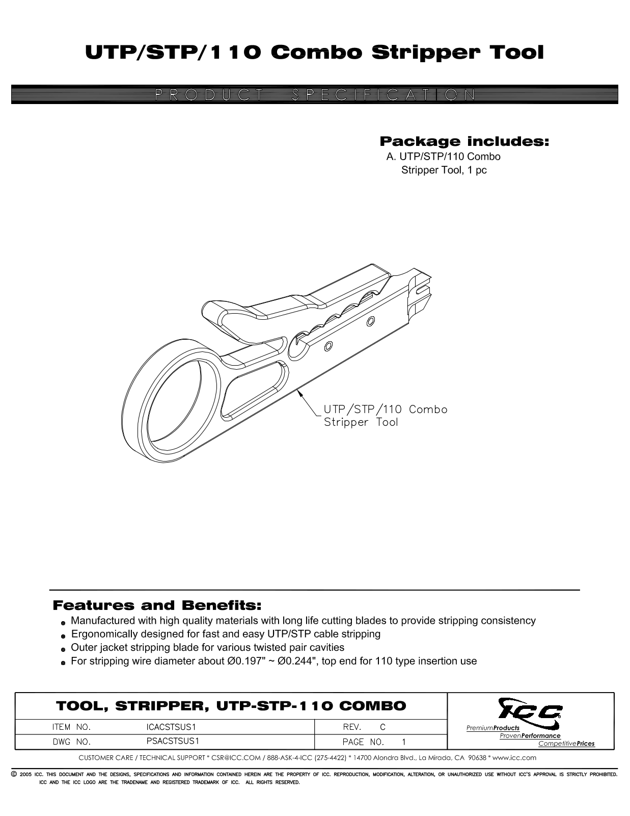 ICC ICACSTSUS1 Specsheet