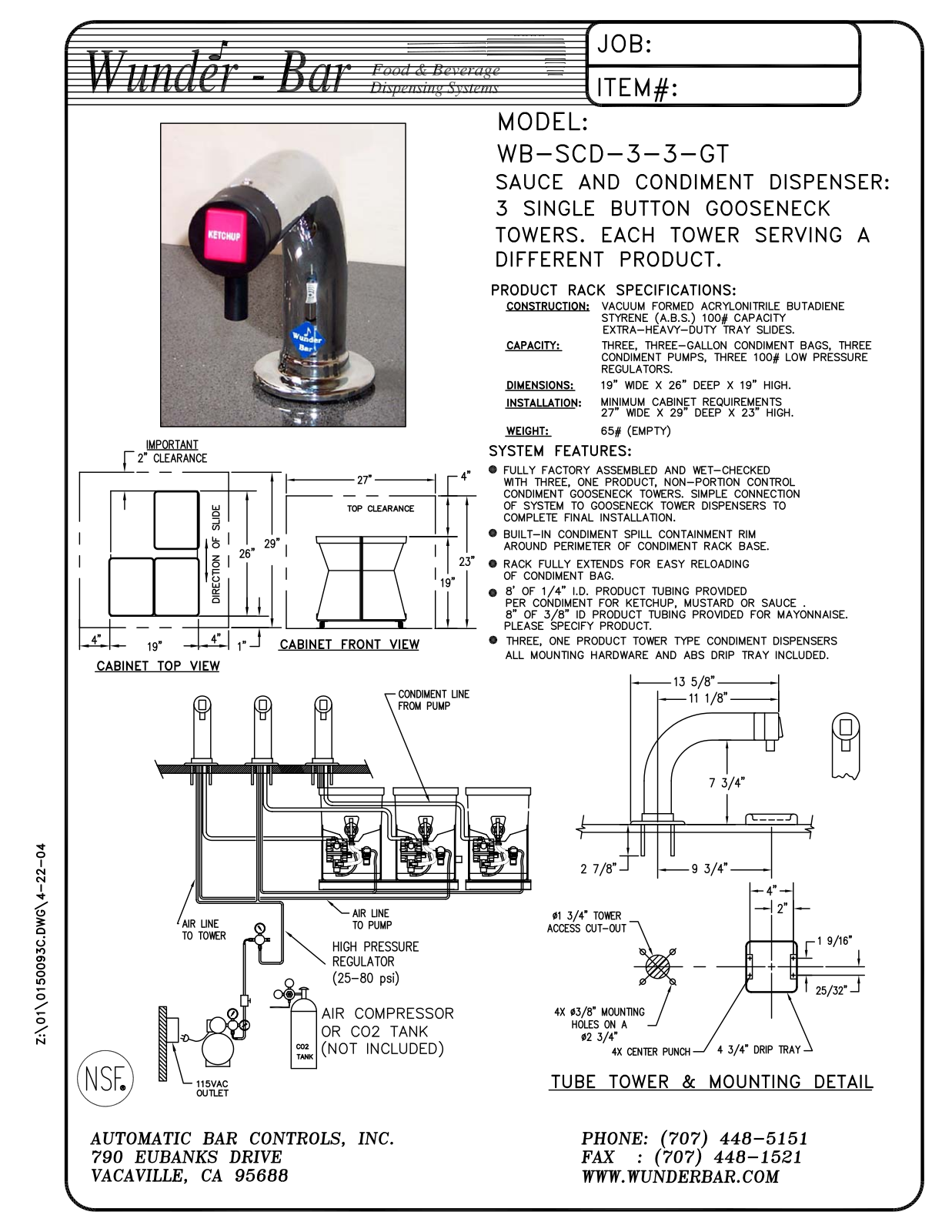 Wunder Bar WB-SCD-3-3-GT User Manual