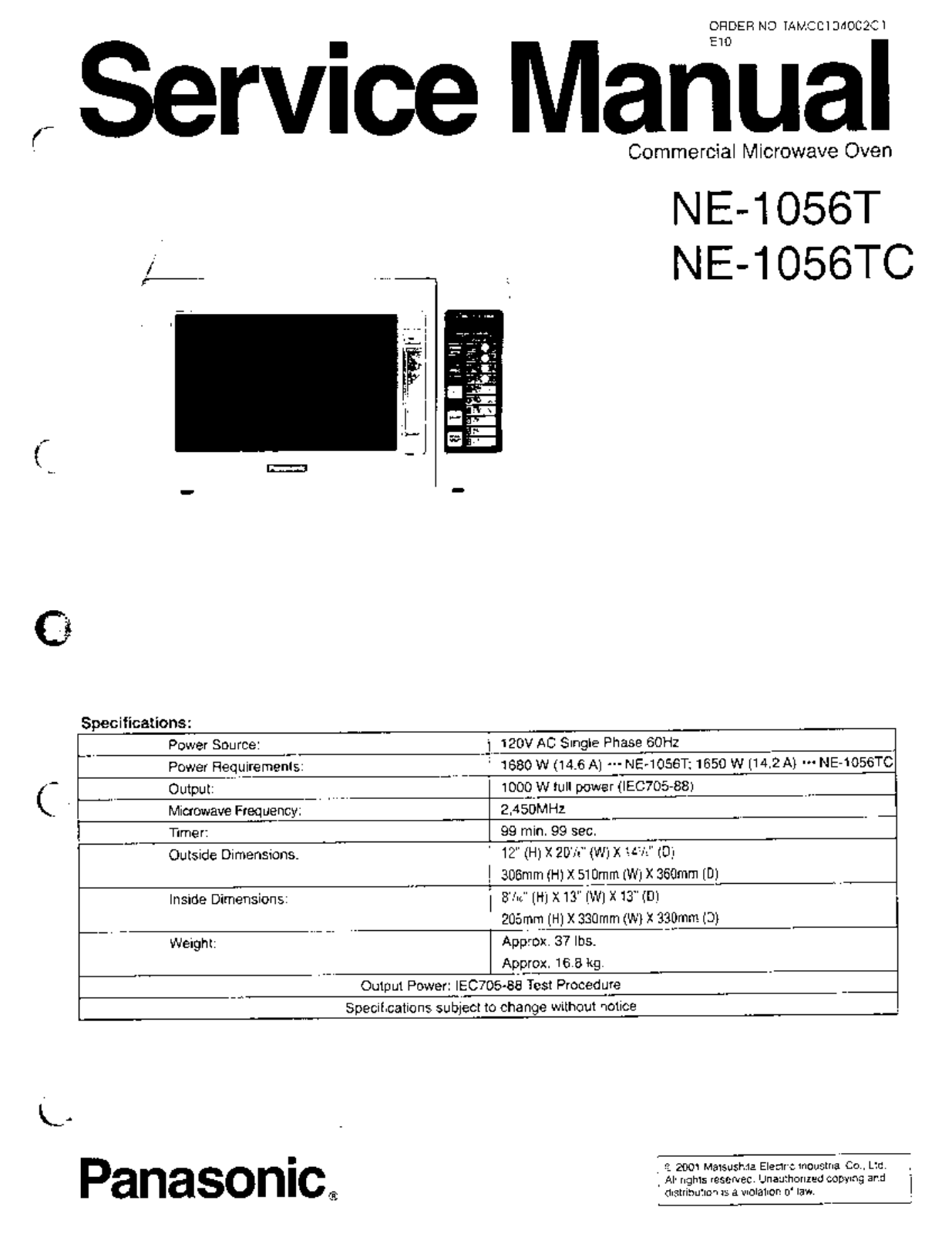 Panasonic NE1056T, NE1056TC Service Manual