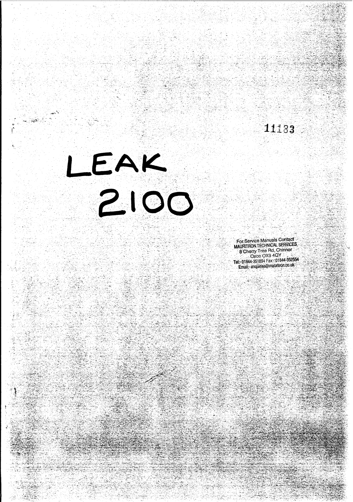 Leak 2100 Service manual