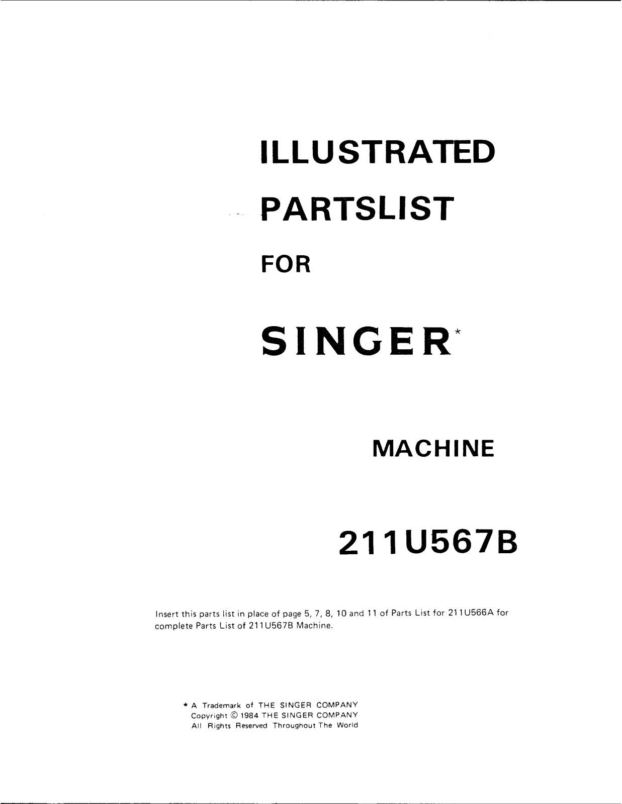 Singer 211U567B User Manual