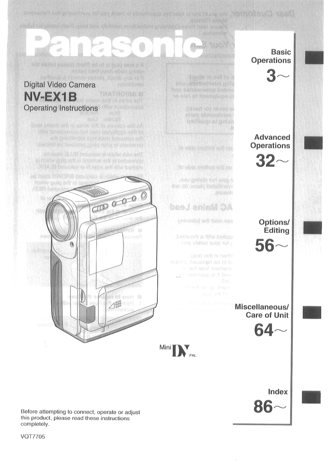 Panasonic NV-EX1B User Manual