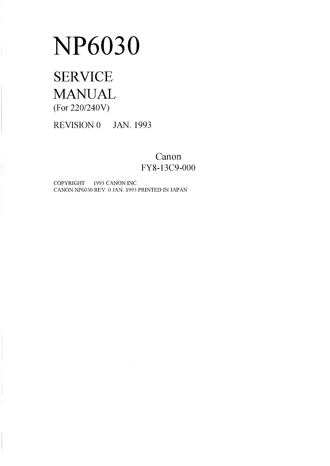 Canon NP-6030 Service Manual