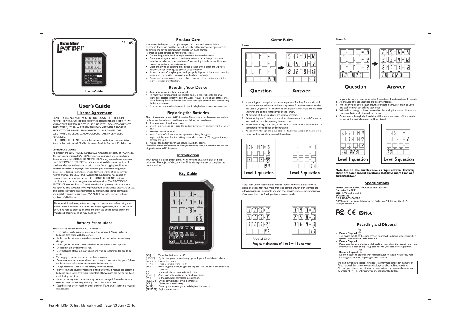 Franklin LRB-105 User Manual