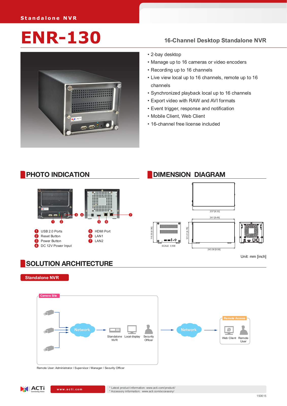 ACTi ENR-130-4TB Specsheet