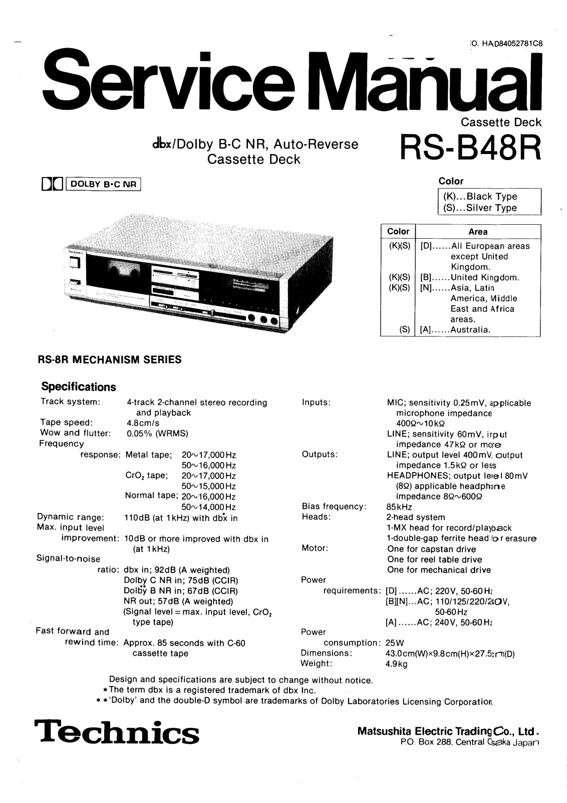 Technics RSB-48-R Service manual