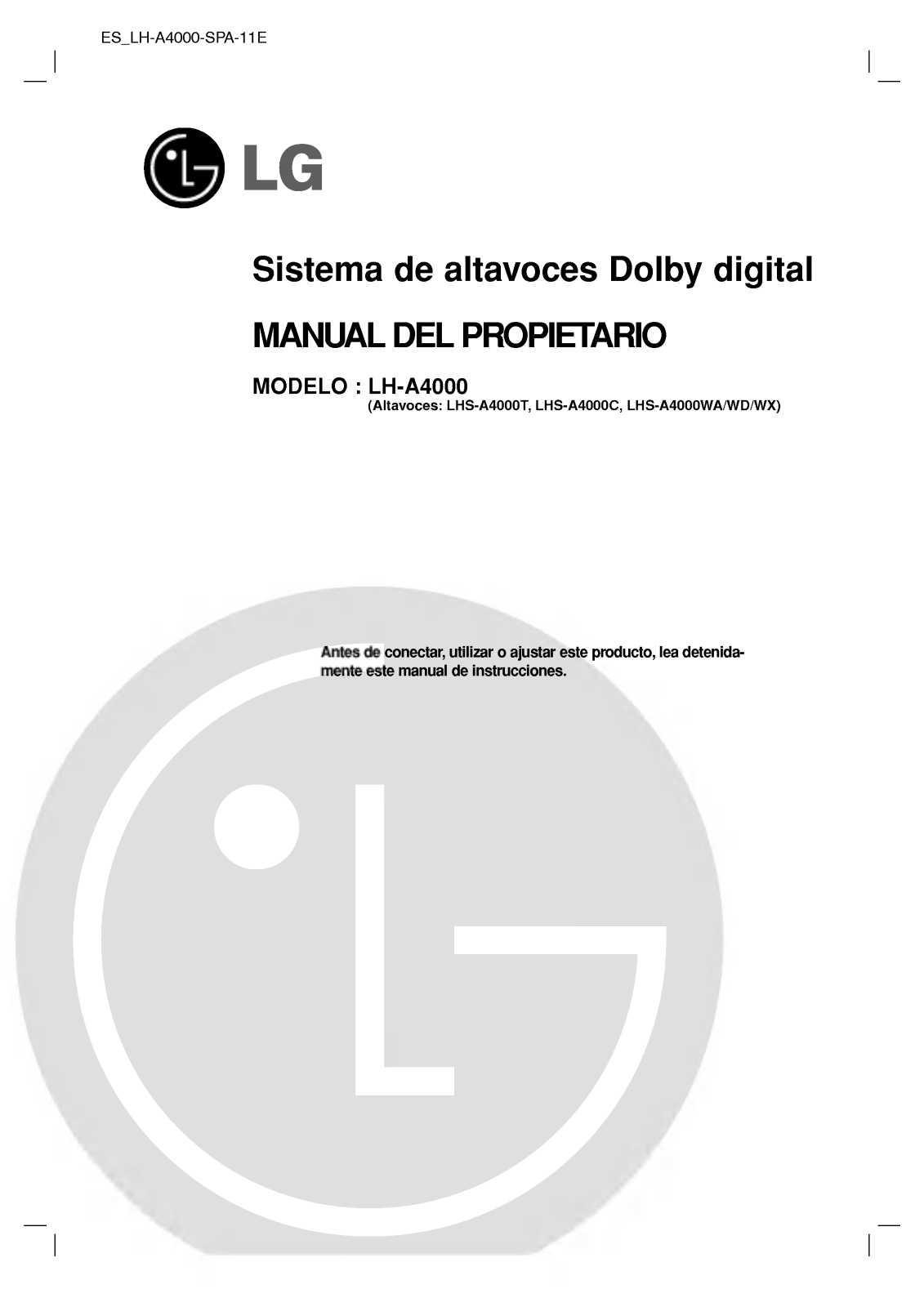 LG LHS-A4000WD User Manual