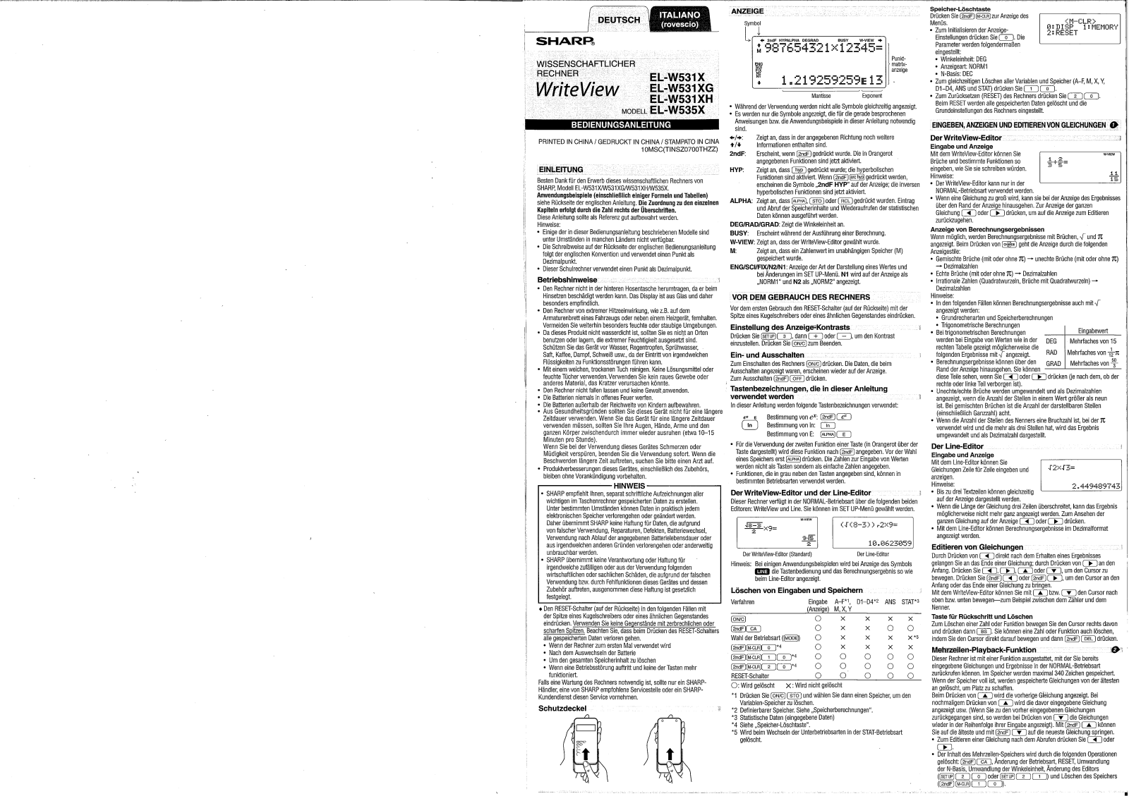 Sharp EL-W531XH, EL-W531X, EL-W535X, EL-W531XG User Manual