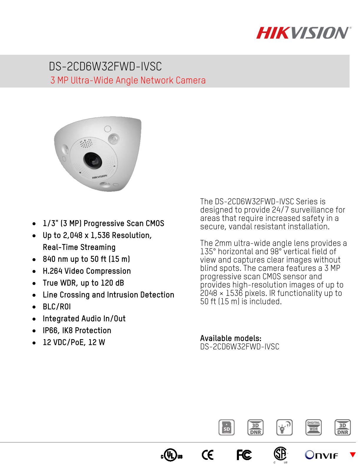 Hikvision DS-2CD6W32FWD-IVSC Specsheet