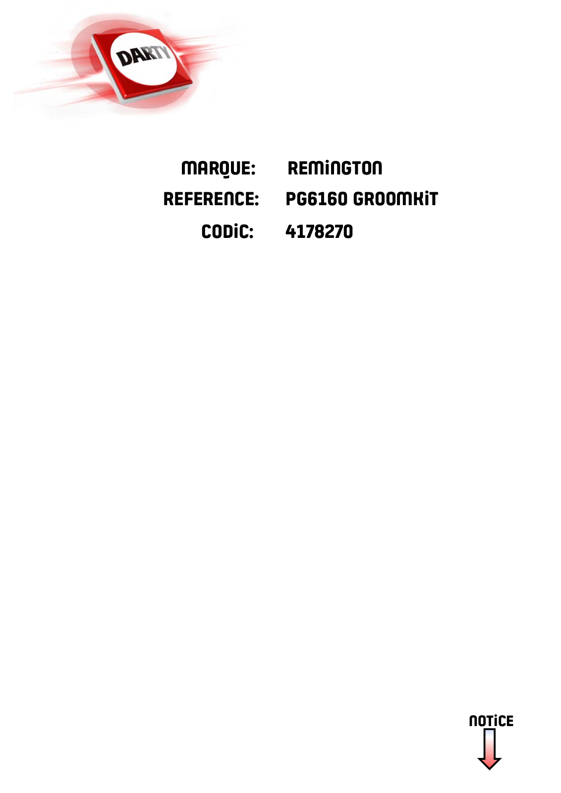 Remington PG6160 User Manual