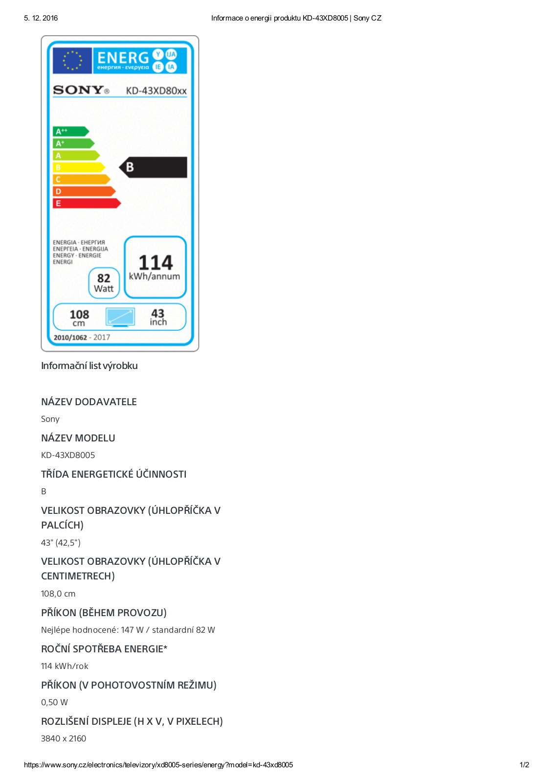 Sony KD43XD8005BAEP User Manual