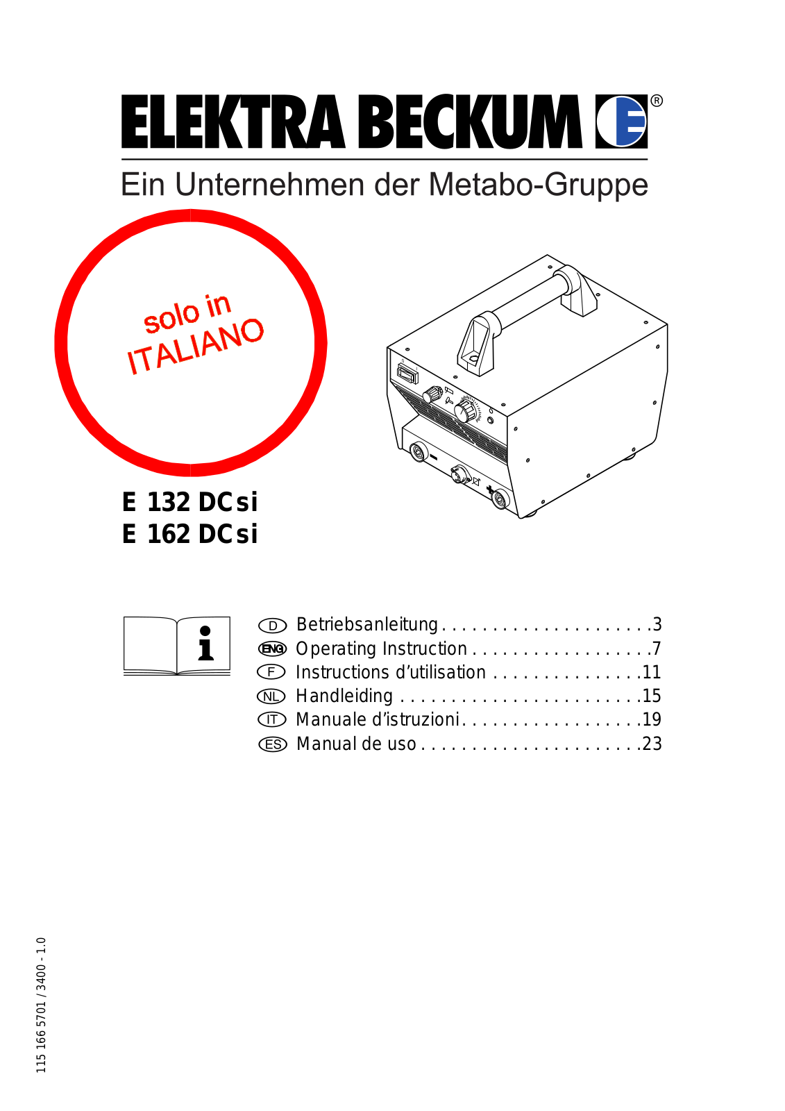 ELEKTRA BECKUM E 132 DCsi, E 162 DCsi User guide - ManualMachine.com