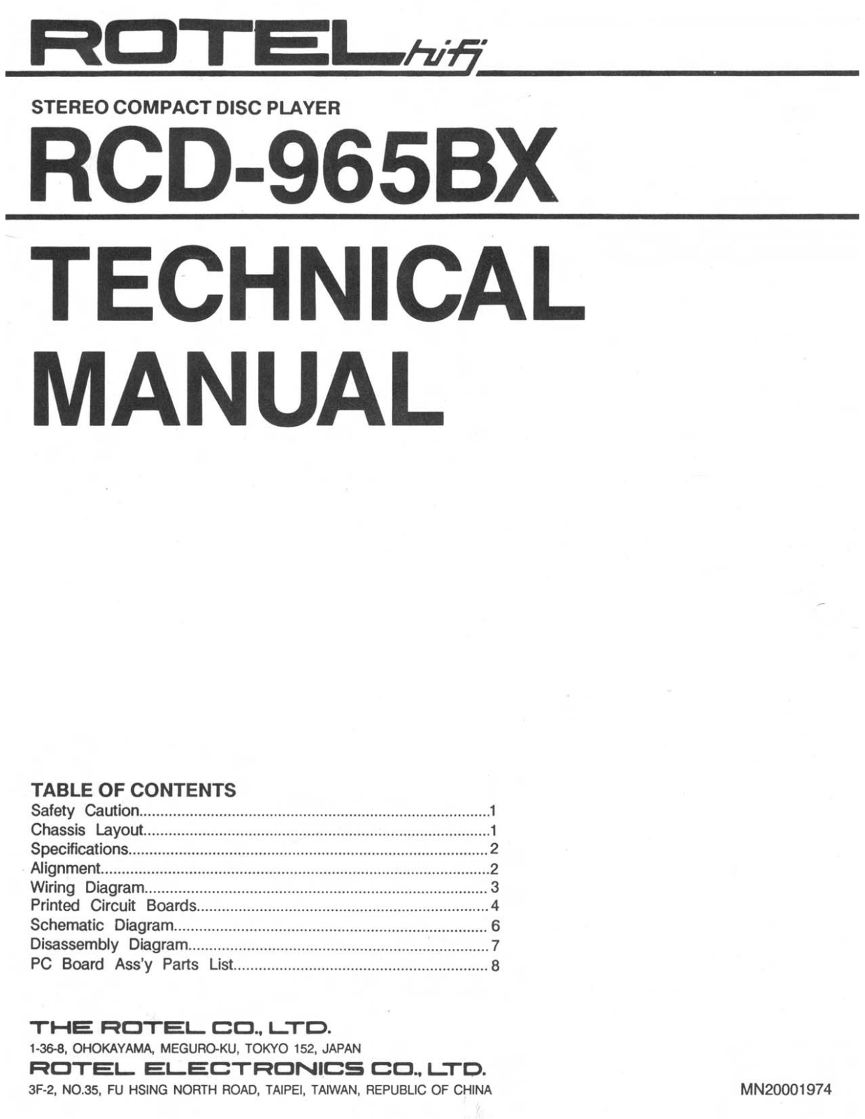 Rotel RCD-965-BX Service manual