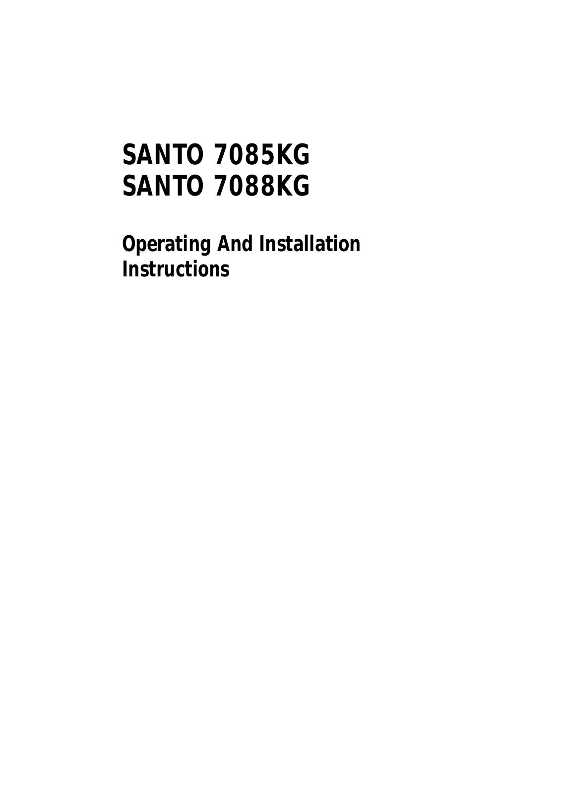 Electrolux U22380 SANTO 7085KG, U22380 SANTO 7088KG User Manual