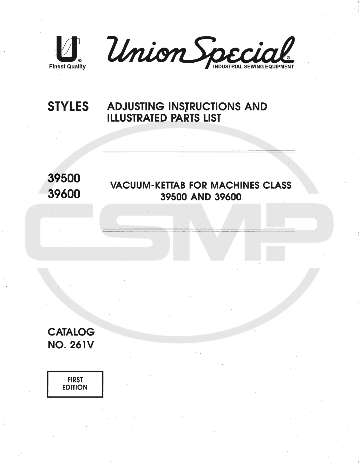 Union Special 59600 Parts Book