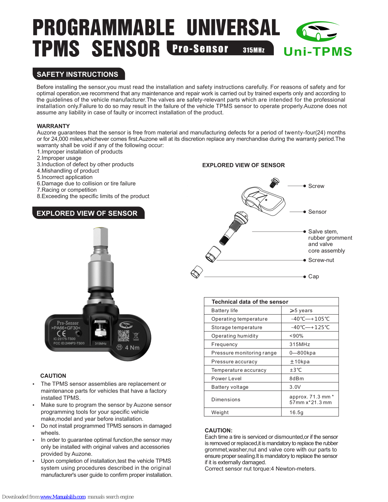 Auzone Pro-Sensor User Manual - ManualMachine.com