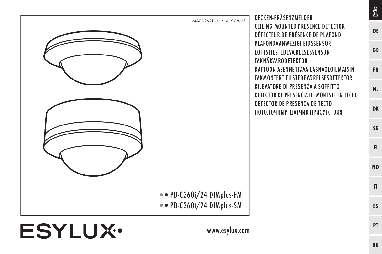 ESYLUX PD-C360i/24 DIMplus-FM, PD-C360i/24 DIMplus-SM User Manual