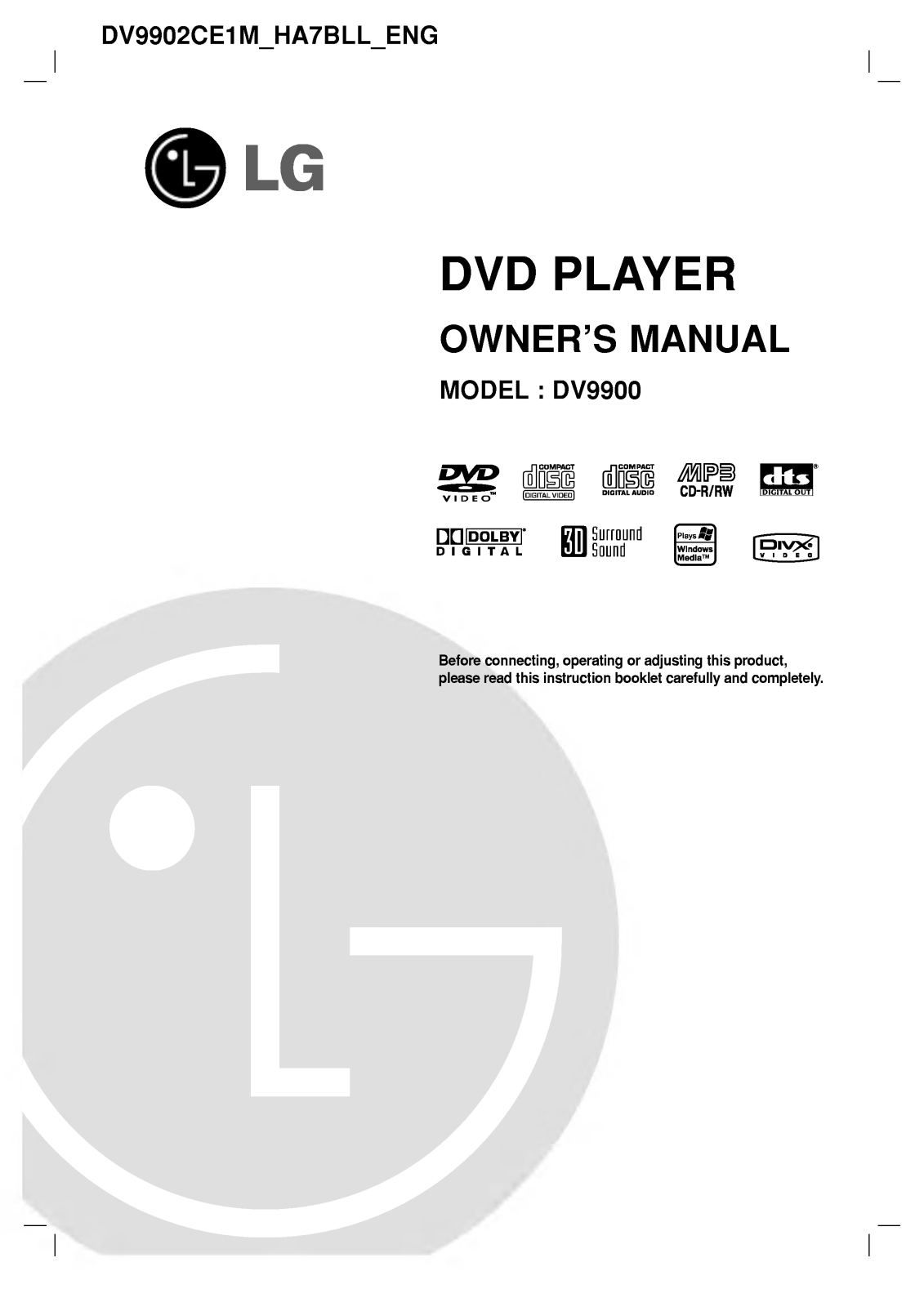 LG DV9902CE1M User Guide