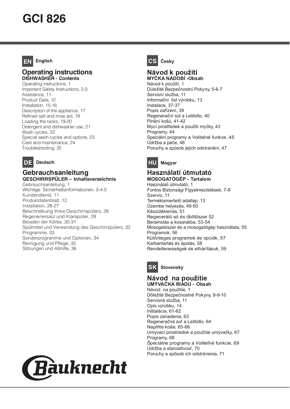 BAUKNECHT GCI 826 IX User Manual