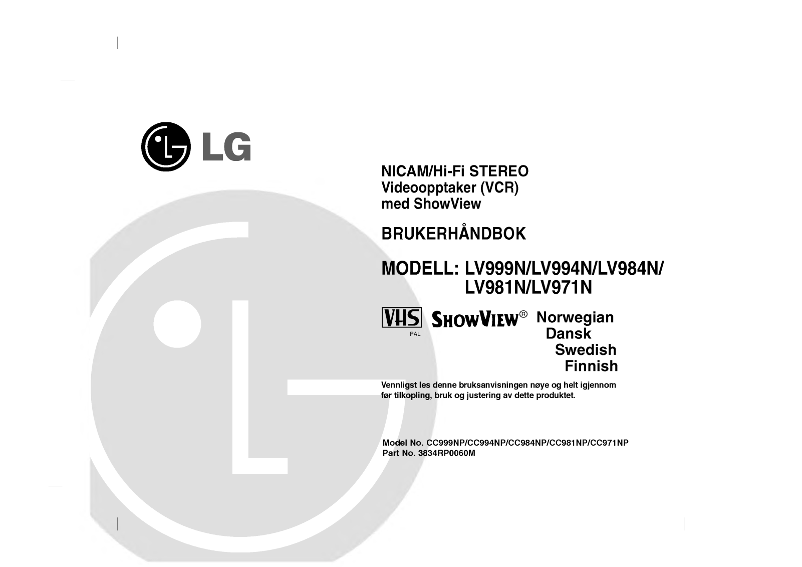 Lg LV999N, LV994N, LV984N, LV981N, LV971N user Manual