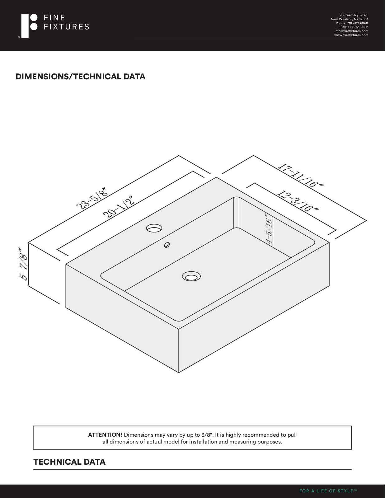 Fine Fixtures FINF1035 Specifications - ManualMachine.com