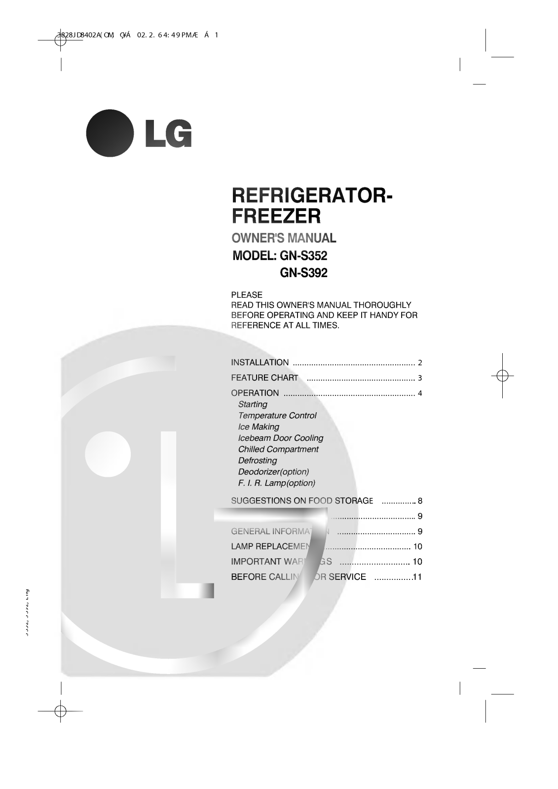 LG GN-S392QLC Owner’s Manual