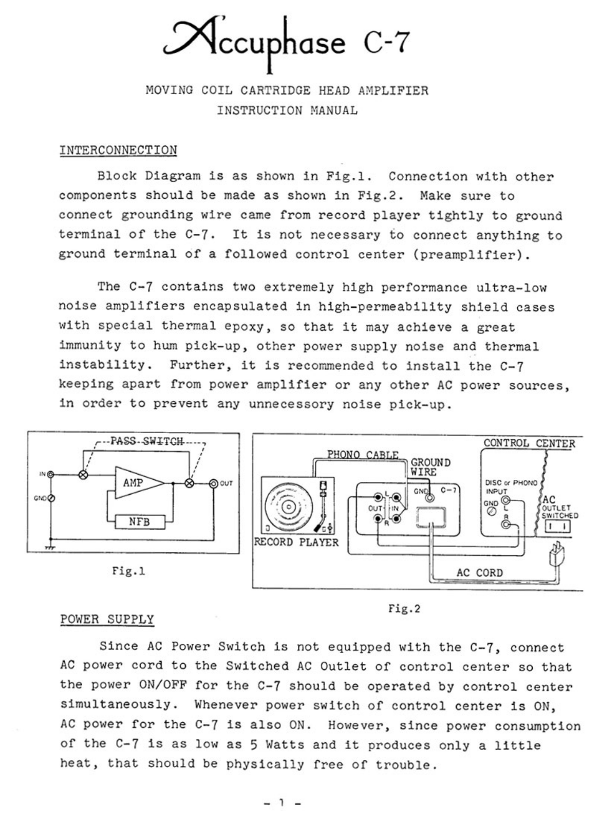 Accuphase C-7 Owners manual