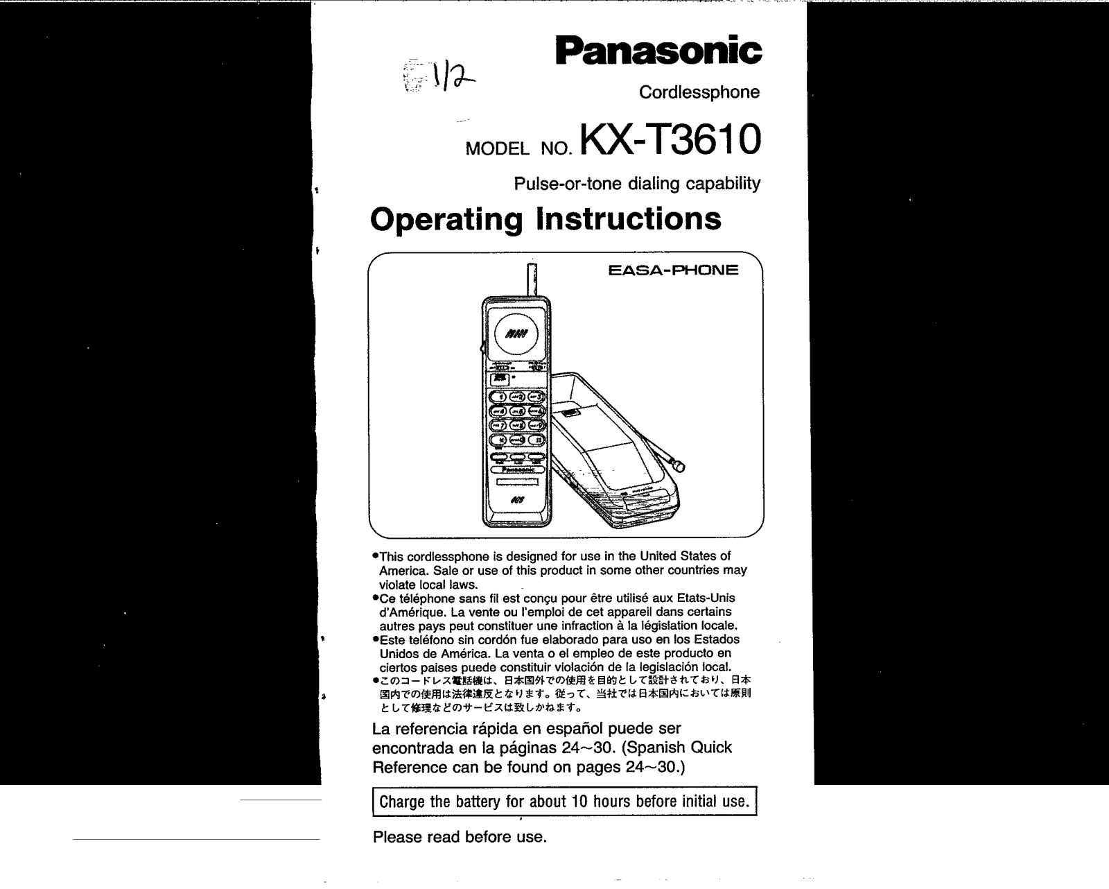 Panasonic KX-T3610 User Manual