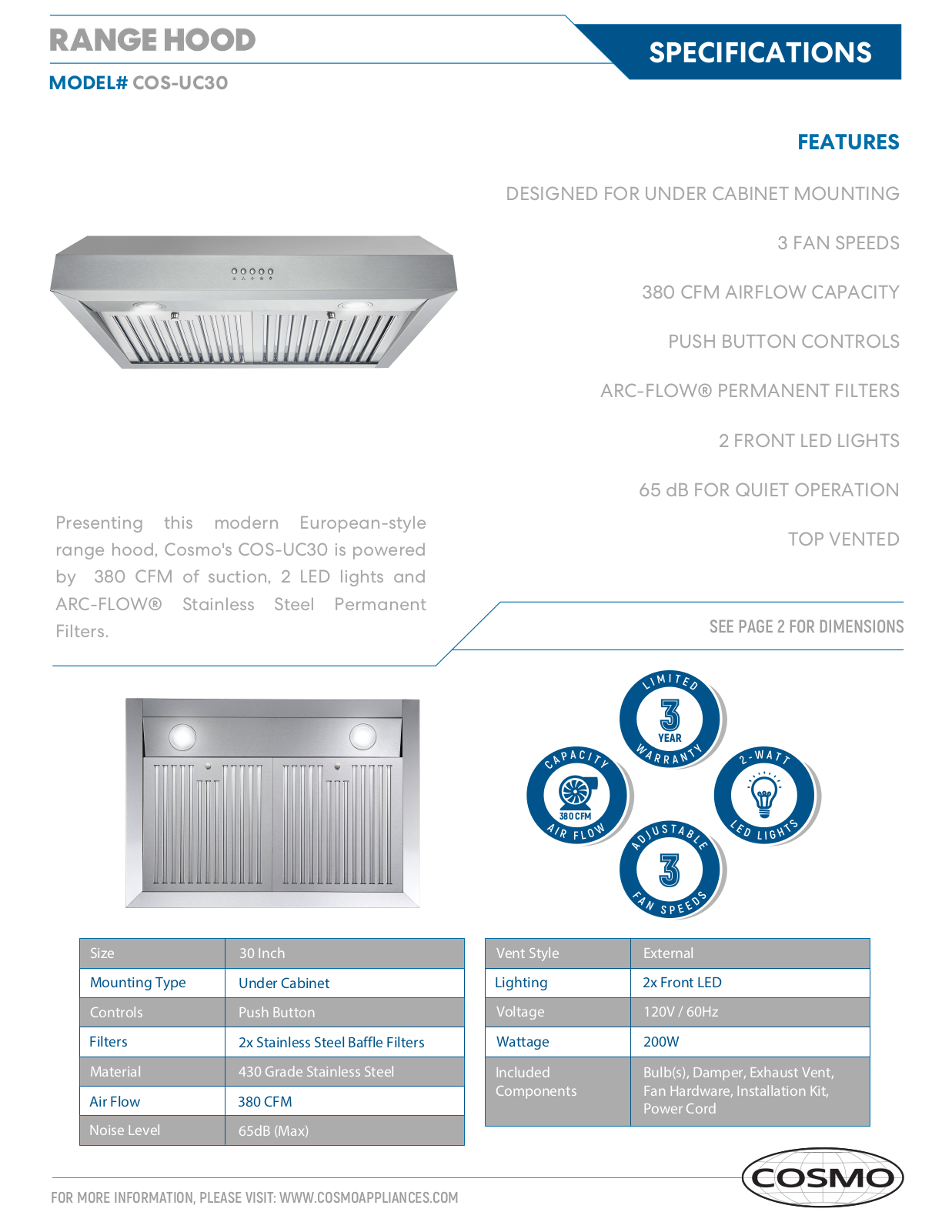 Cosmo CSMO1111 Specifications - ManualMachine.com