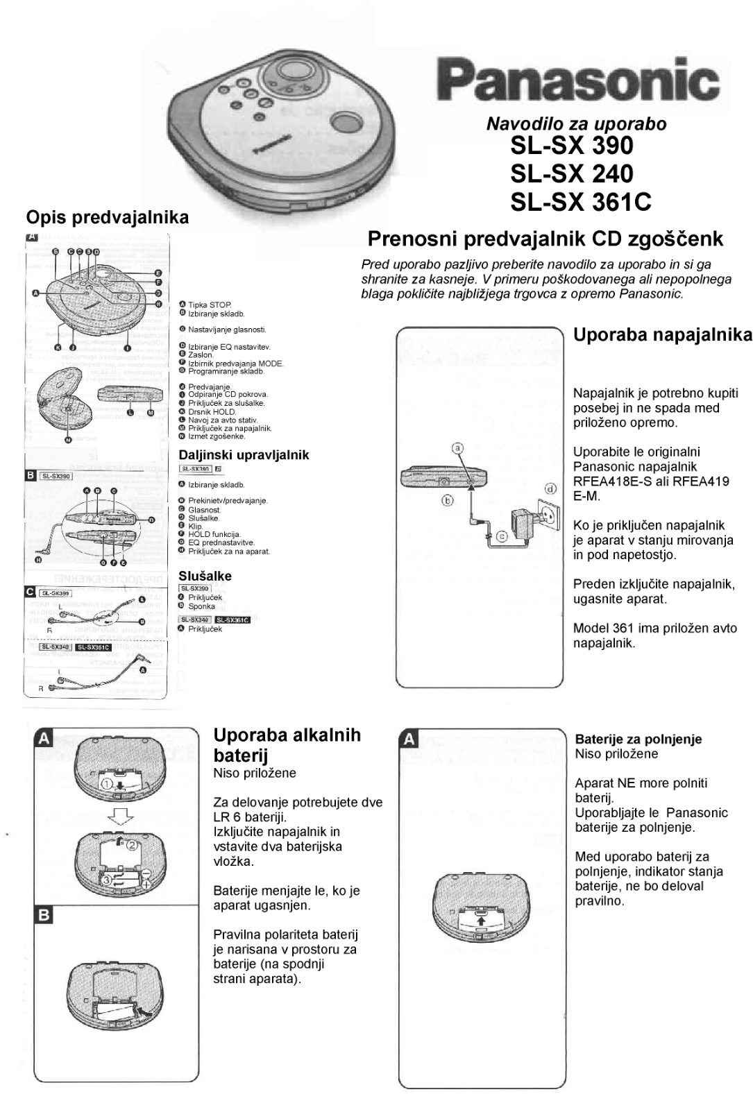 Panasonic SL-SX240, SL-SX390, SL-SX361C User Manual