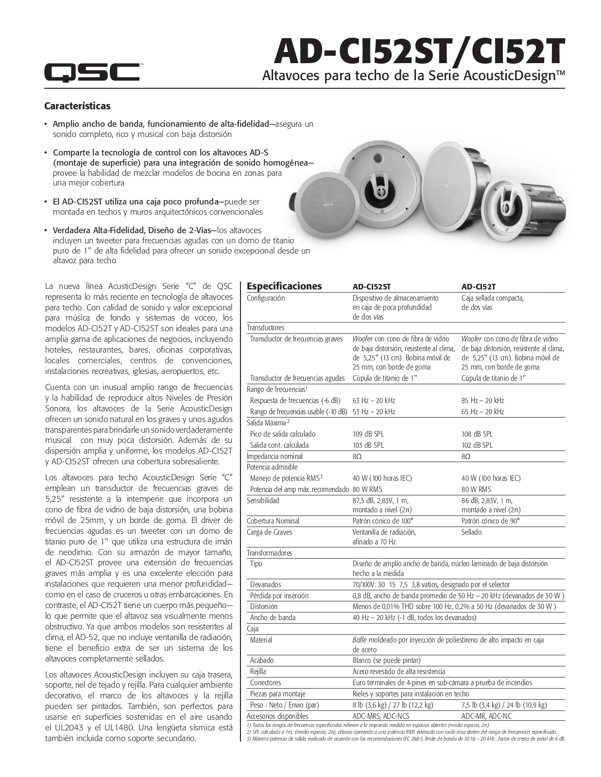 Qsc AD-CI52ST, AD-CI52T DATASHEET