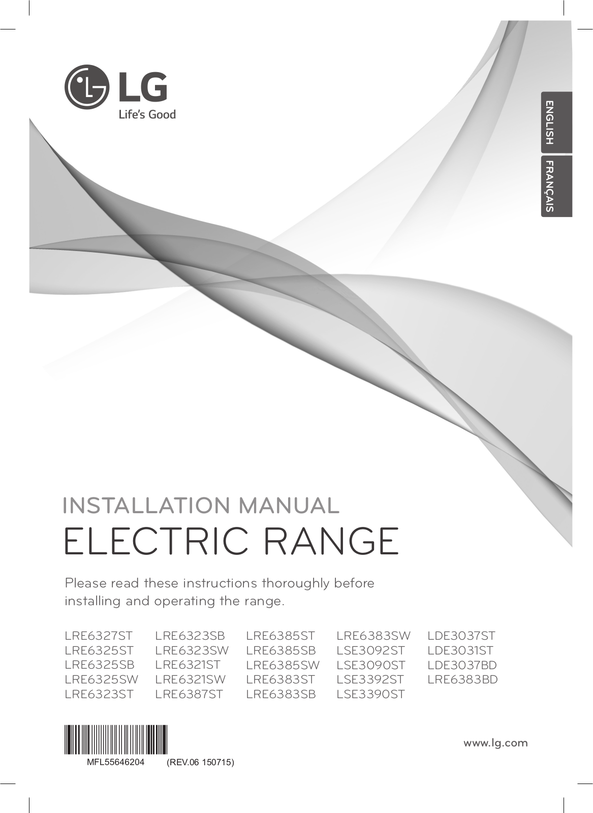 LG LDE3031ST Installation Manual