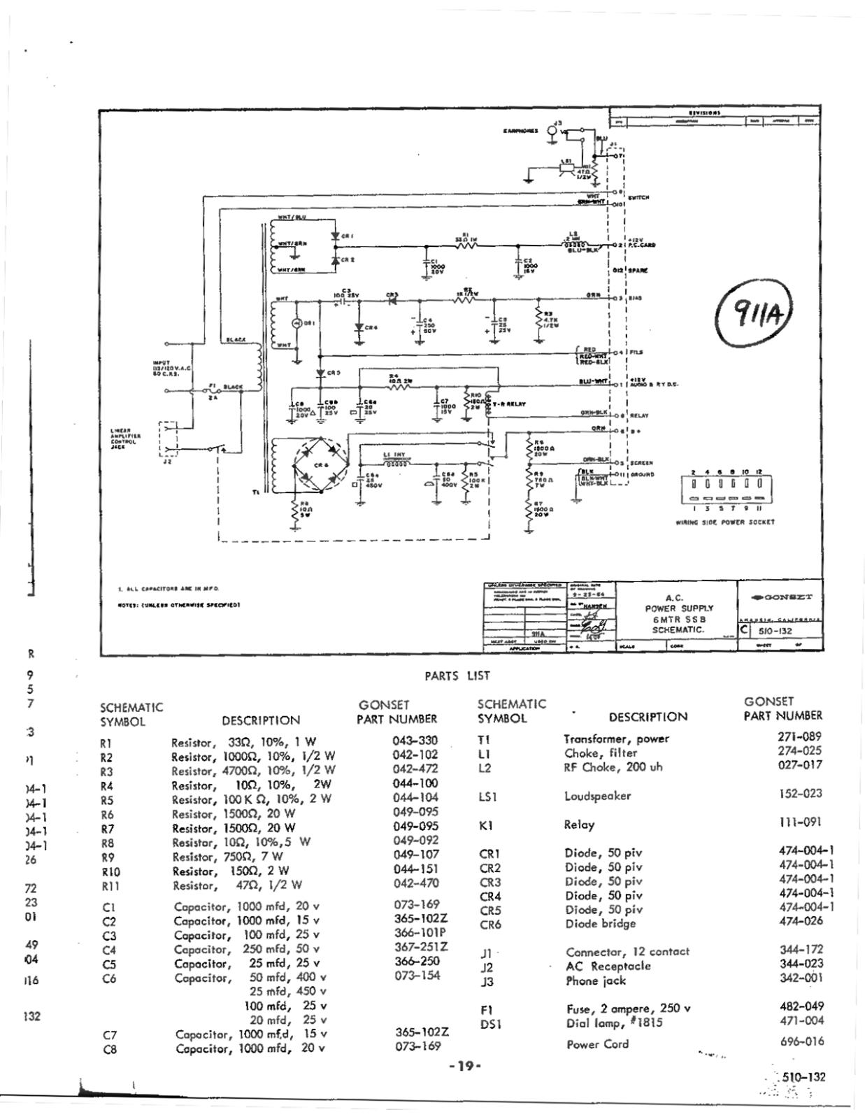 GONSET 910-A User Manual (PAGE 19)